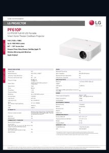 LG CineBeam PF610P Projector - Like New