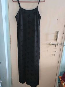 Black floral slip dress