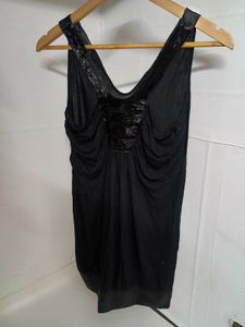 Black Embellished Sleeveless Top