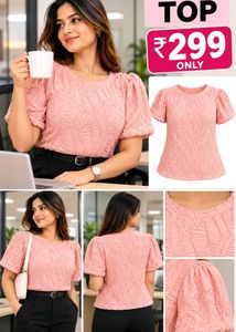 Chic Puff Sleeve Textured Top Size M-L 34"-38"