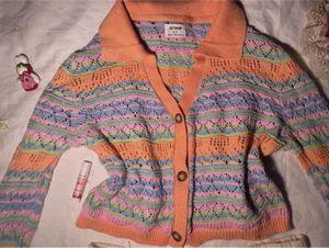 Colorful Crochet Knit Cardigan