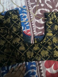 Stitched Brocade Black blouse