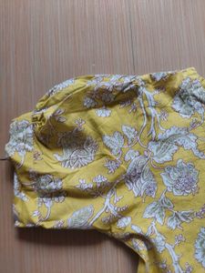Yellow Floral Print Kurta