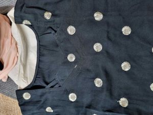Elegant Black Kurta Set with Silver Accents