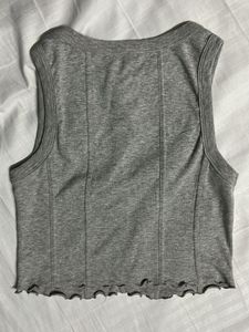 Grey Ribbed Crop Tank Top