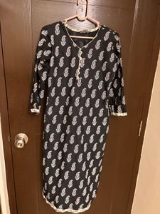Classic Black Paisley Print Kurta
