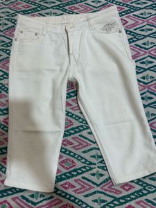 Cream Capris with Embellishment