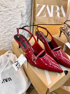 Zara Cherry Red Slingback Heels