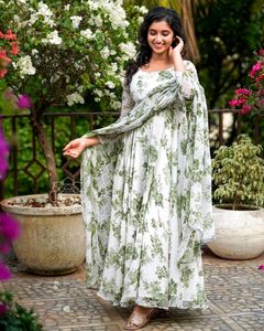 Flower Design Maxy Gowns With Dupatta