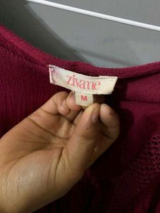 Maroon V-Neck Long Sleeve Top