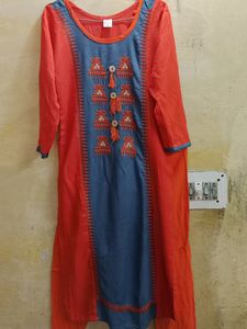 Women's Orange Kurti With Legging