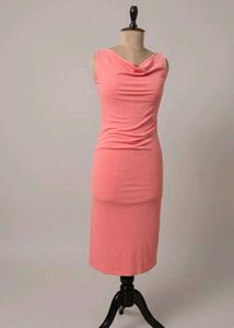 Coral Cowl /Boat Neck Sleeveless Dress