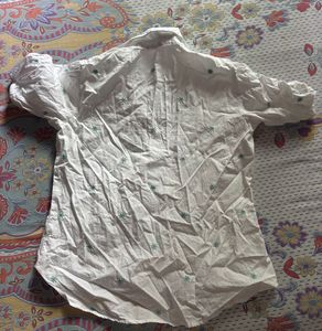 White Embroidered Short Sleeve Shirt