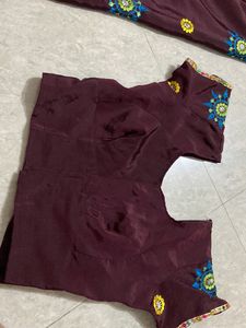 Embroidered Coffee  Saree