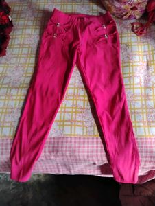 Women's Pink Embellished jeggings