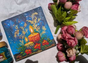 Mini candle hand-painted Art/ Painting