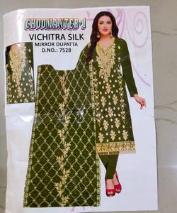 Semi Stitched Suit Embroidered With Border Latkan