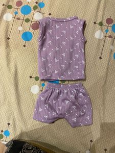 Cute Baby Lilac Ribbed Vest &amp; Shorts Set