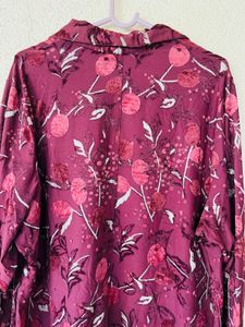 Floral Print Burgundy Blouse