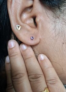 Charming Stud Earrings with Pink &amp; White Stones