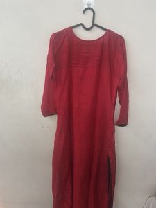 Elegant Red Kurta with Gold Embellishment