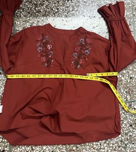 Embroidered Rust Orange Top