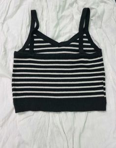 Striped Knit Crop Tank Top