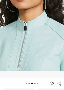 Light Blue Faux Leather Jacket