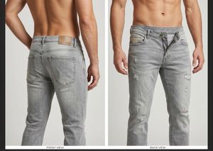 Men's Grey Distressed Jeans