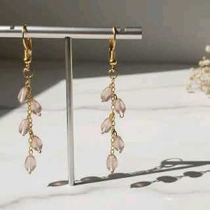 Elegant Dangle Earrings with Rose Quartz Beads