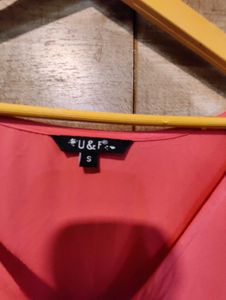 Coral V-Neck Button-Front Maxi Dress