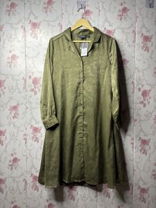Elegant Olive Green Button-Down Dress