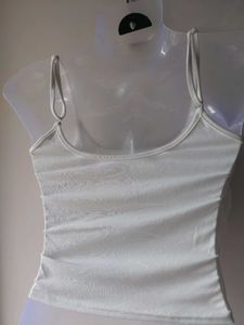 White Tulle Overlay Camisole Top