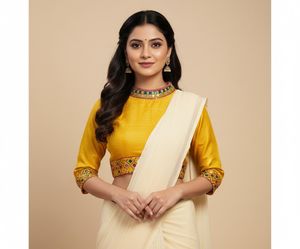 stone studded designer Yellow Blouse