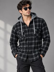 Men's Plaid Hooded Flannel Shirt