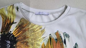 Zara New White Floral Print T-Shirt from Spain