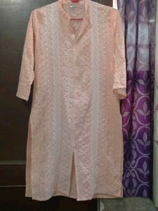 Peach Chikankari Kurta