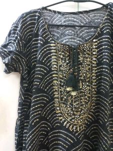 Black And Golden Short Kurti