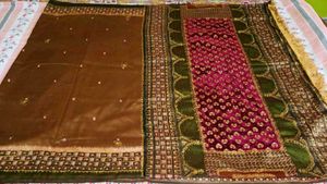 Red & Brown Colour Party Wear Saree