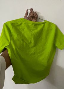 ZARA lime Green Basic Cotton T-Shirt