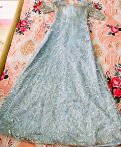 Elegant Grey sequinned corset tie Gown