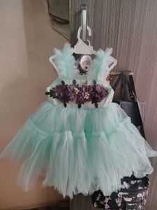 Mint Green Tulle Dress with Flowers