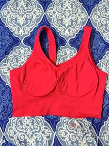 Red Ribbed Sports Bra❤️
