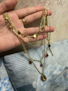 New Anti Tarnish Four Layered Necklace with