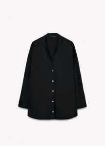 Chic Black Button-Up Shirt satin Zara