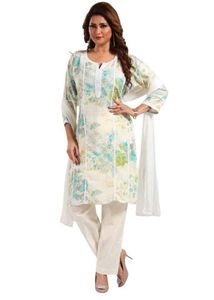 Floral Print with lace work cotton Kurta Set