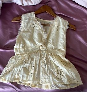 Charming Eyelet Peplum Top