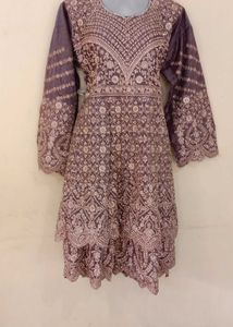 Embroidered Anarkali Kurta with Skirt Set