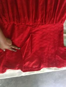 Red Eyelet Kurta