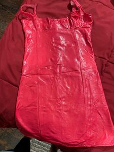 Red Latex Bodycon Mini Dress